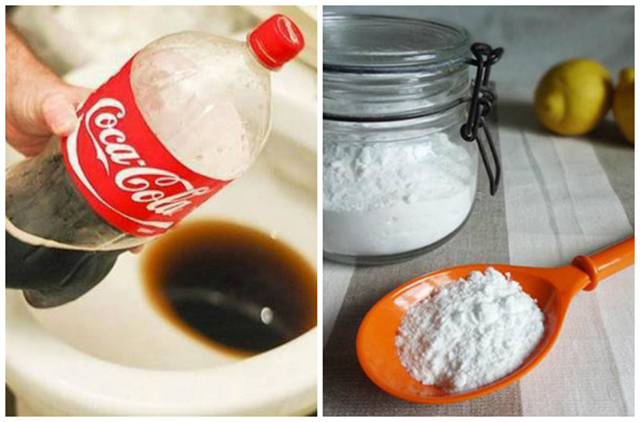 Vệ sinh bồn cầu bằng baking soda và Coca Cola